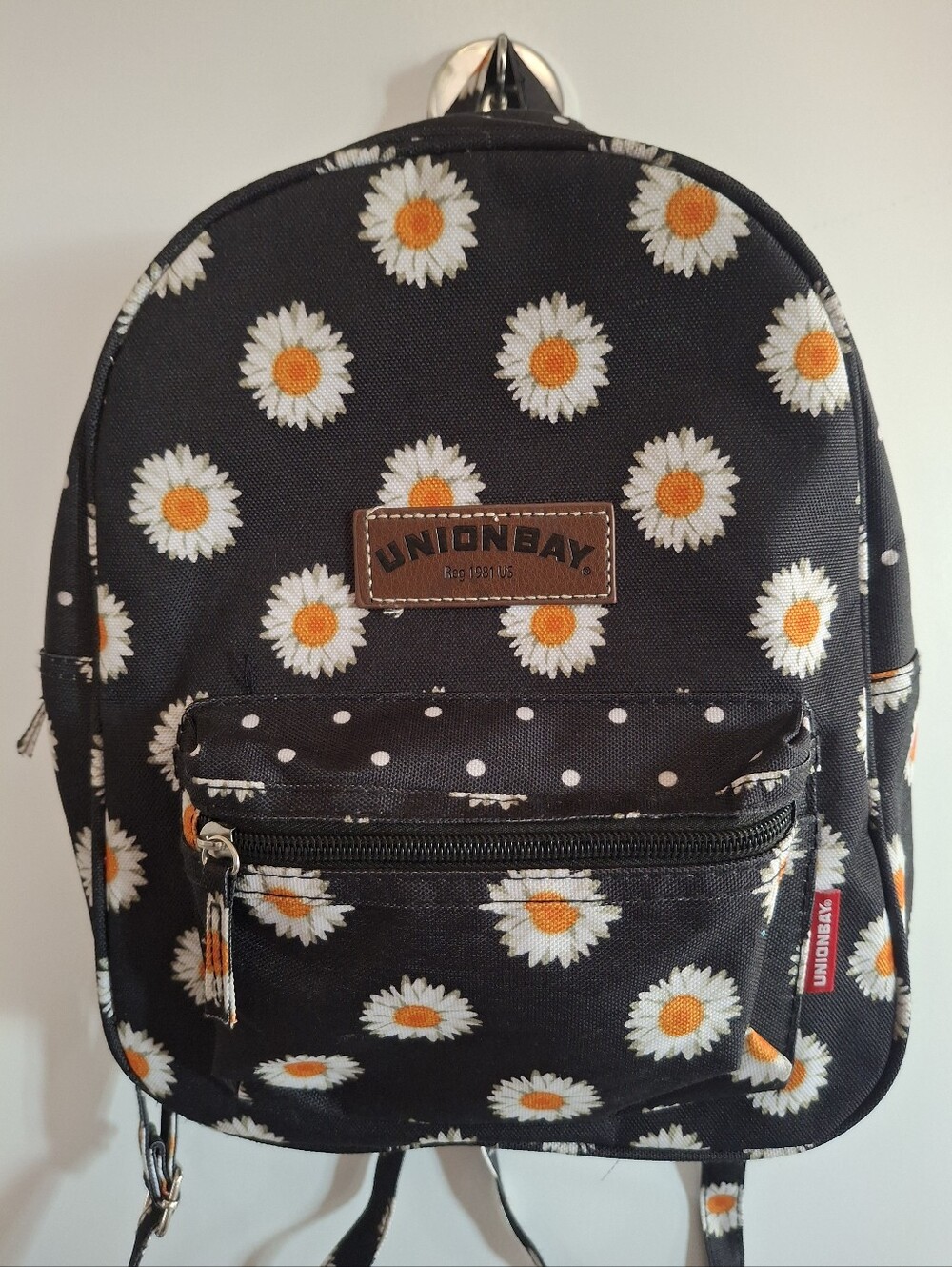 Unionbay Black Daisy Print Mini Backpack